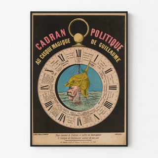 Vintage poster of Guillaume's Political Dial with the Magic Helmet
