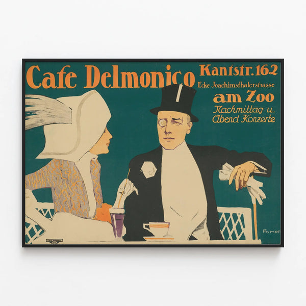 Vintage Poster Café Delmonico at the Zoo – Elegant Wall Decoration — framed artwork on a wall