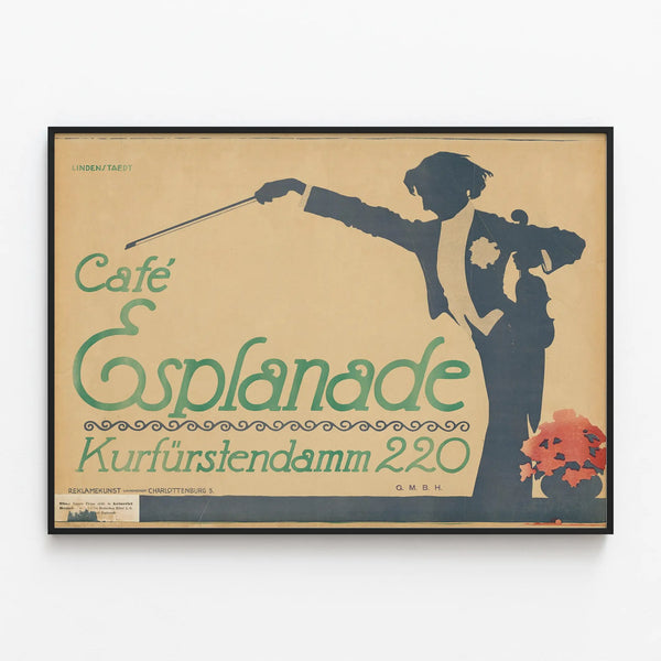 Vintage Poster Café Esplanade Kurfürstendamm 220 — framed artwork on a wall