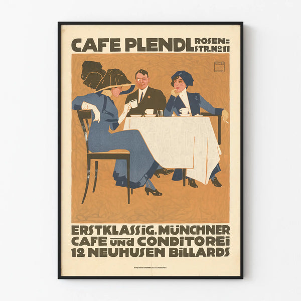 Vintage Poster Café Plendl Munich - Retro Wall Decoration