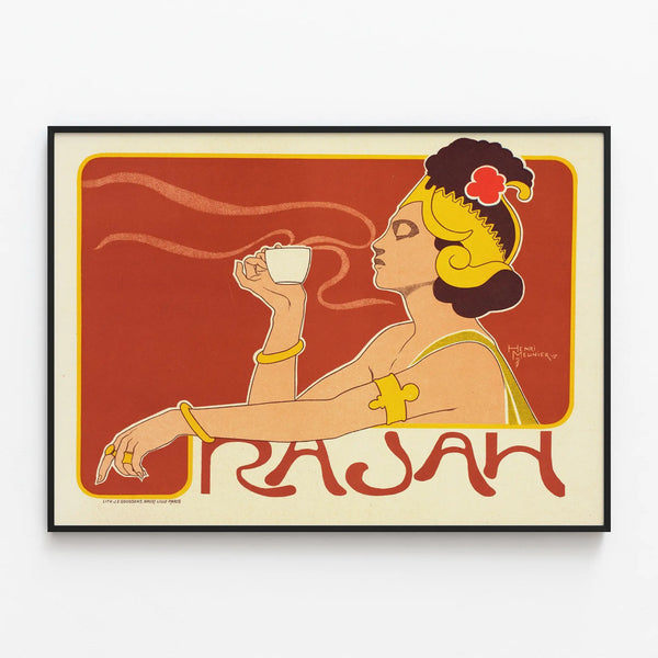 Vintage Poster Café Rajah - Art Deco Wall Decoration — framed artwork on a wall