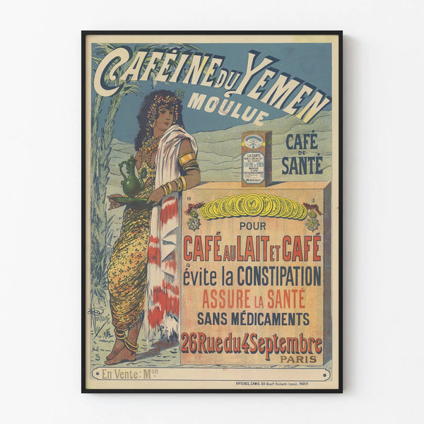 Vintage Yemen Caffeine Poster - Retro Wall Decoration for Health and Coffee