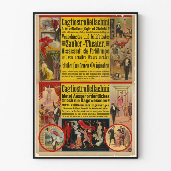 Vintage poster of Cagliostro Bellachini Magic Theater - Wall decoration of a magic show