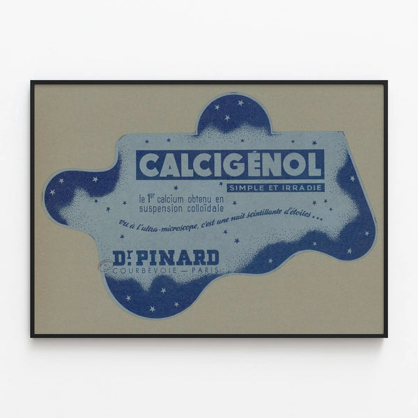 Vintage Calcigénol Poster by Dr. Pinard for Wall Decoration — framed artwork on a wall