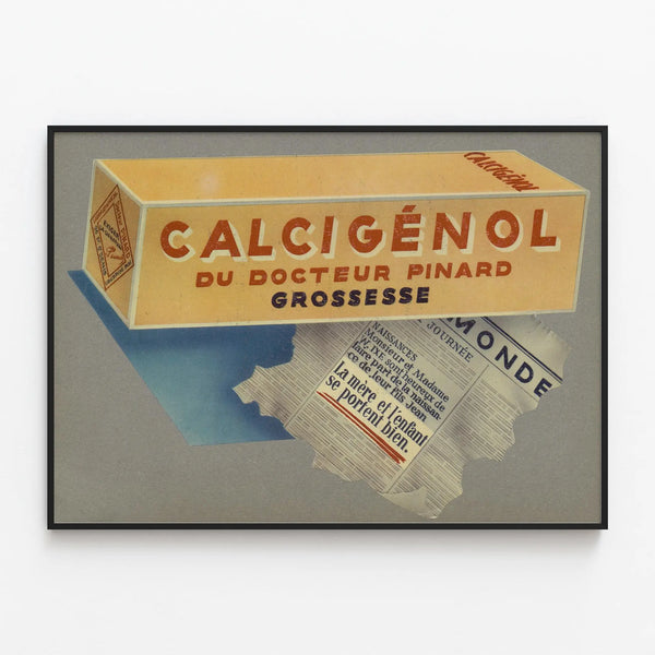 Vintage Calcigénol Poster by Dr. Pinard for Pregnancy — framed artwork on a wall
