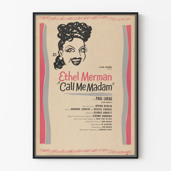 Vintage poster Call Me Madam with stylized portrait of Ethel Merman