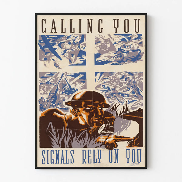 Vintage Military Communication Poster « Calling You, Signals Rely On You »