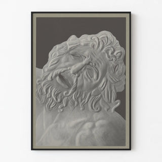 Wall Poster of a Bearded Man's Head Sculpture in Relief