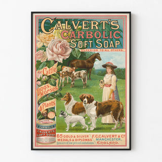 Vintage poster for Calvert’s Carbolic Soft Soap for animals and plants