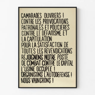 Workers' activist poster against employer and police provocations