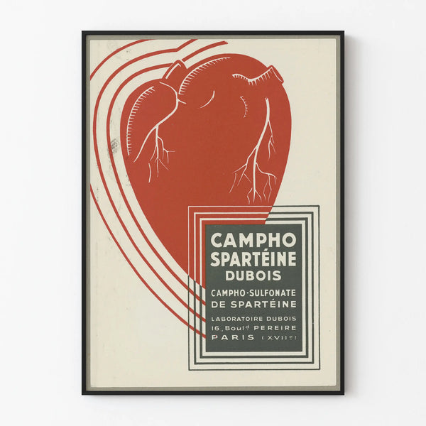 Vintage Campho Spartéine advertising poster - Medical wall decoration
