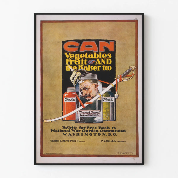 Vintage Poster Canning Vegetables Fruit and the Kaiser - Retro Wall Decoration