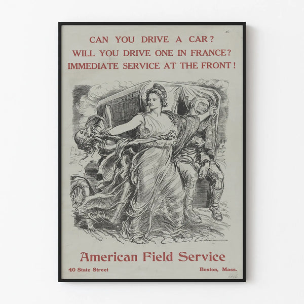 Vintage American Field Service Poster - Historic Wall Decoration