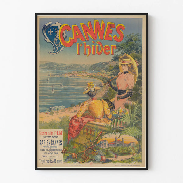 Vintage Cannes Winter Poster - Paris-Cannes PLM Railways