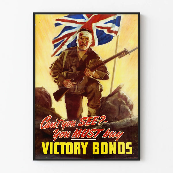 Vintage Poster of a British Soldier and Victory Bonds