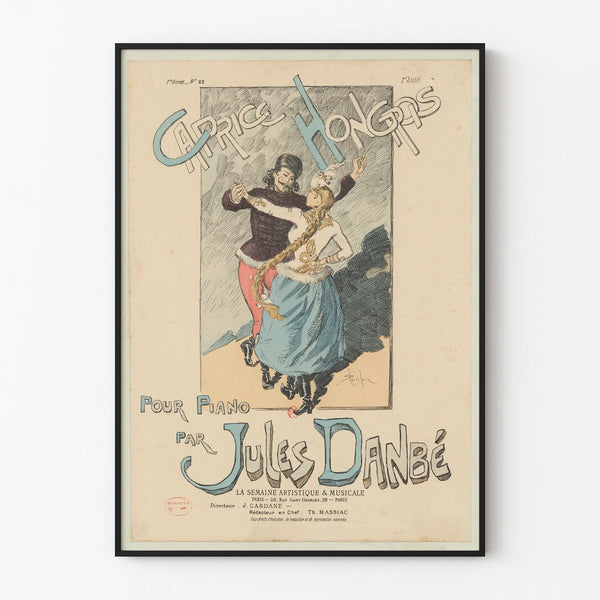 Vintage musical poster Hungarian Caprice for piano by Jules Danbé
