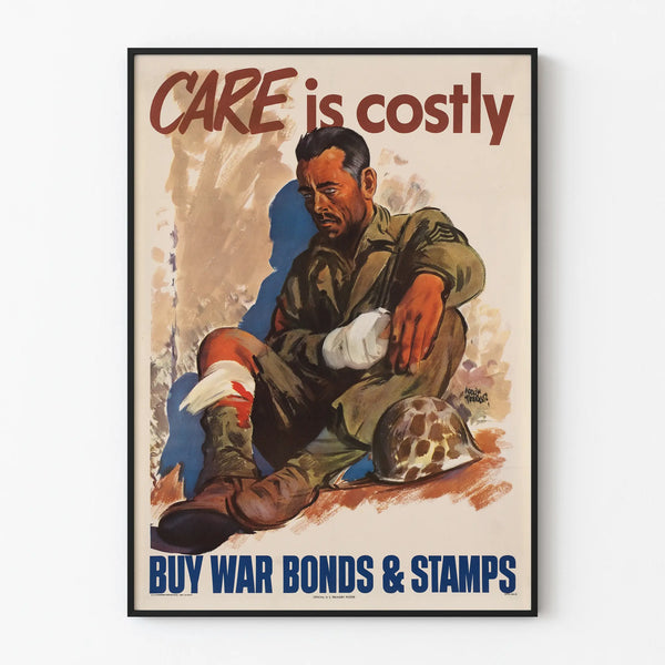 Original vintage military poster 'Care is Costly' - World War II propaganda poster