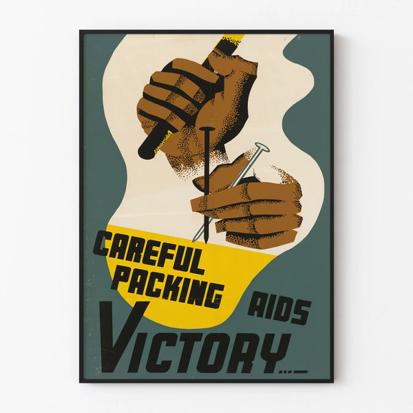 Vintage poster wall decoration Careful Packing Aids Victory