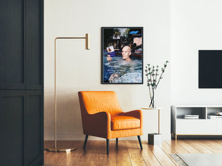 Vintage poster of Carel Struycken summer lecture in a jacuzzi