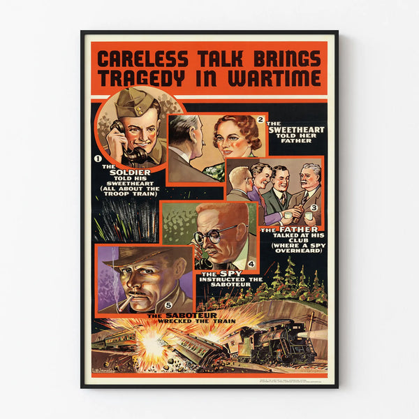 Vintage military prevention poster - Danger of information disclosure