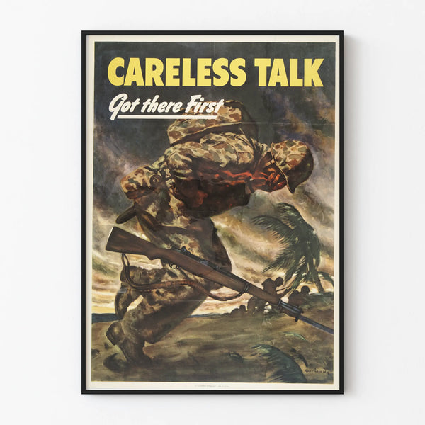 Vintage Military Poster Careless Talk Got There First