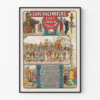 Vintage poster for the Carl Hagenbeck exhibition: Indian Hindu colony