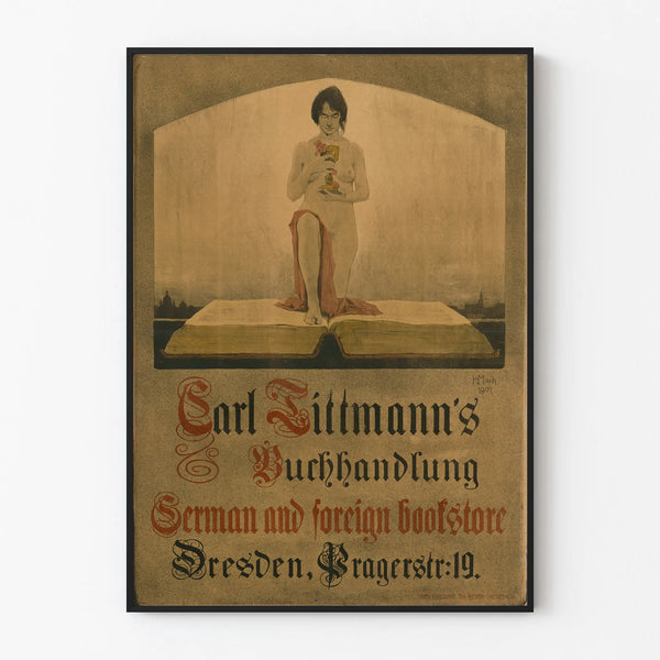 Vintage poster of Carl Tittmann's Bookstore Dresden wall decoration