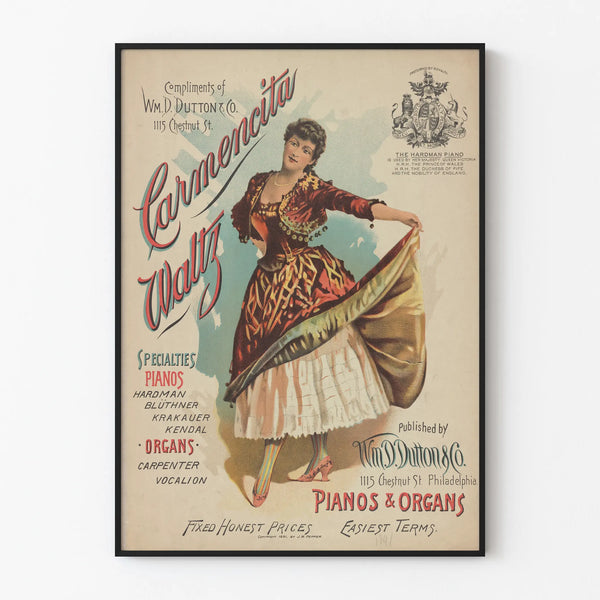 Vintage Carmencita Waltz Poster for Musical Wall Decoration