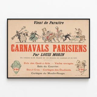 Vintage Poster of Parisian Carnivals by Louis Morin — framed artwork on a wall