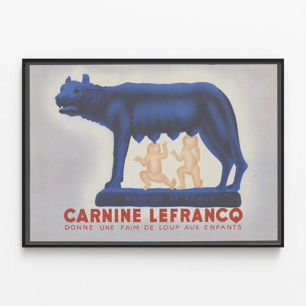 Vintage Wall Decoration Poster Carnine Lefrancq Romulus and Remus — framed artwork on a wall