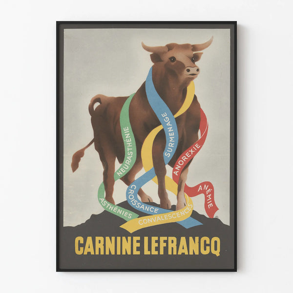 Vintage advertising poster Carnine Lefrancq with bull