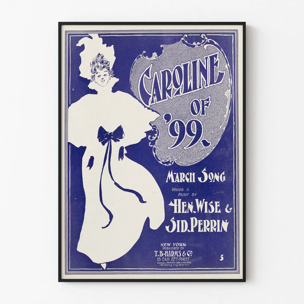 Vintage poster Caroline of '99 - Elegant wall decoration in blue and white