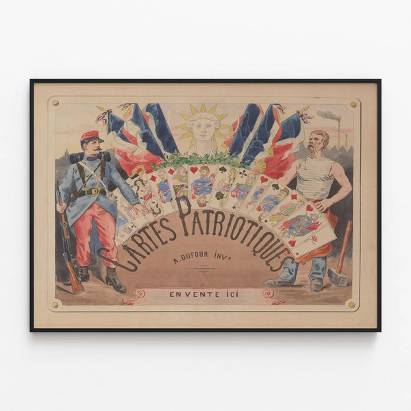 Poster Patriotic Cards: Vintage French Wall Decoration — framed artwork on a wall
