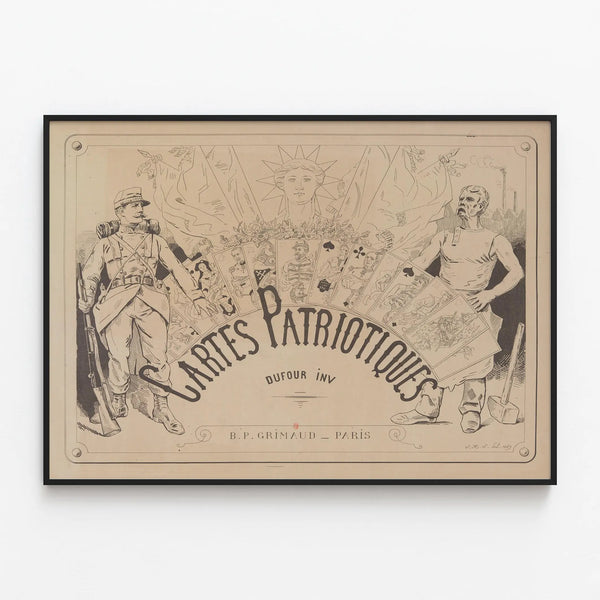 Vintage Poster Patriotic Cards by Dufour - Historic Wall Decoration — framed artwork on a wall