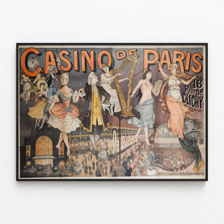 Vintage Poster of Casino de Paris, 16 Rue de Clichy — framed artwork on a wall