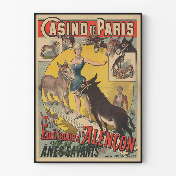Casino de Paris Poster Émilienne d'Alençon and Her Wise Donkeys