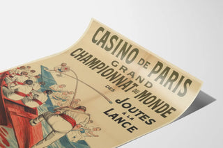 Vintage Poster of the Grand World Championship of Jousting with Lances at the Paris Casino