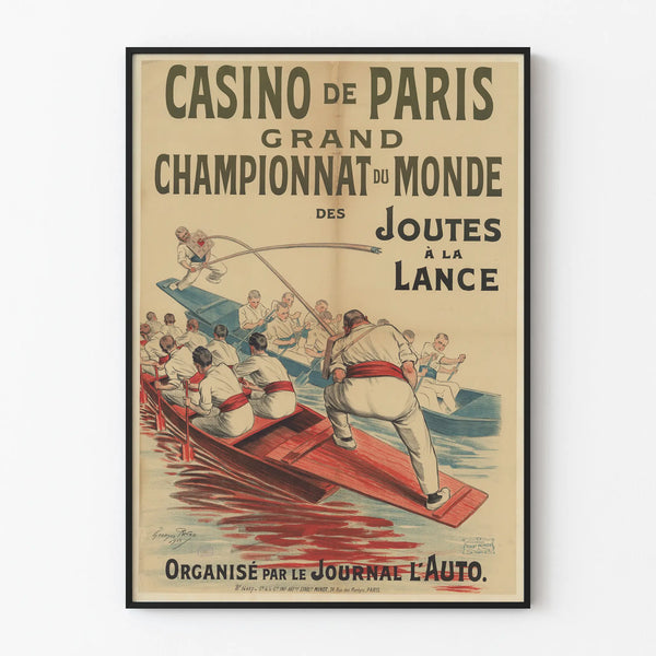 Vintage Poster of the Grand World Championship of Jousting with Lances at the Paris Casino