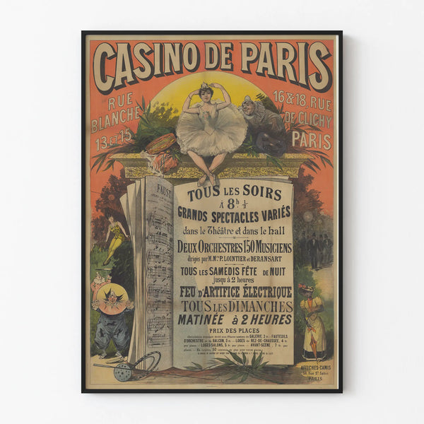 Vintage Poster of Casino de Paris, Rue Blanche and Rue de Clichy