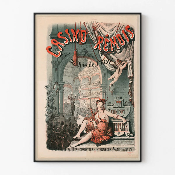 Vintage poster of Casino Rémois 20 Rue de l'Étape - Artistic wall decoration