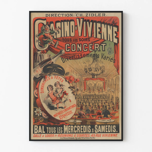 Vintage poster for Casino Vivienne, concerts, and various entertainment