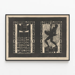 Poster Catalog First International Modern Exhibition - Black and White Graphic Design — framed artwork on a wall