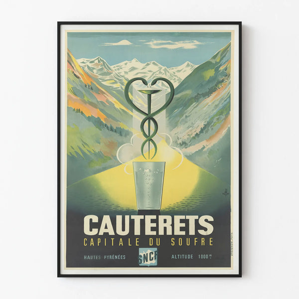 Vintage Poster Cauterets, Sulfur Capital - Mountain Wall Decoration