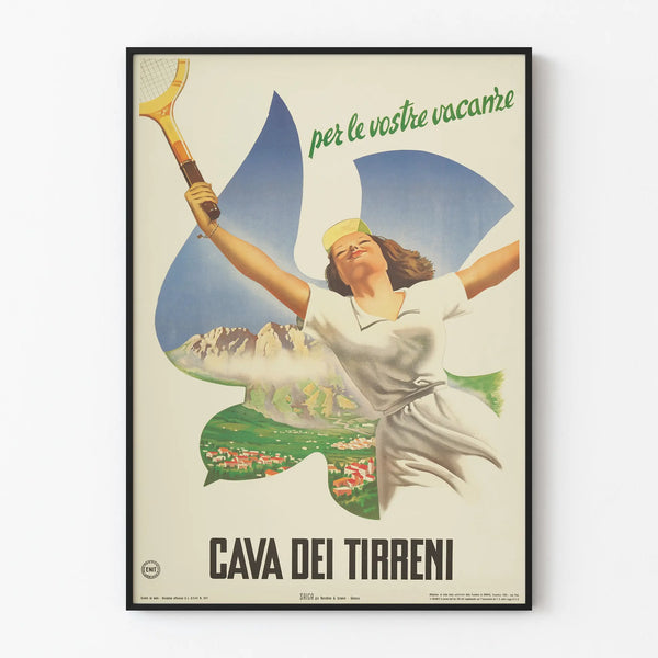 Vintage poster of Cava dei Tirreni for wall decoration