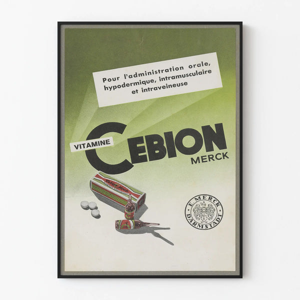 Vintage poster Vitamine Cebion Merck for oral and injectable administration