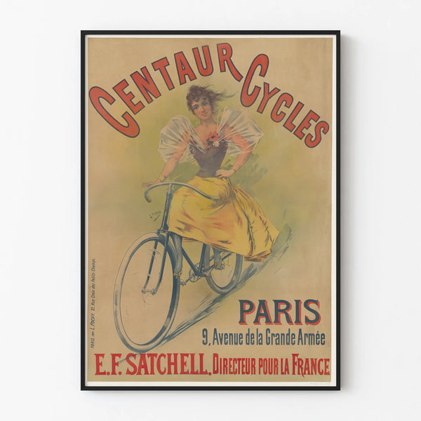 Vintage poster Centaur Cycles Paris - Retro cycling wall decoration