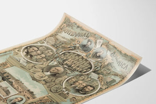 Historical Poster 'Centennial America' Depicting Key Figures and Events of the United States