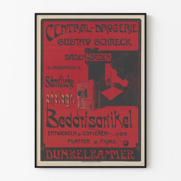 Vintage poster of Central-Drogerie Gustav Schreck Baden Baden - Antique wall decoration poster
