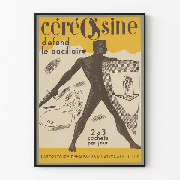 Vintage poster Céréosine defends the bacillary - Retro medical wall decoration