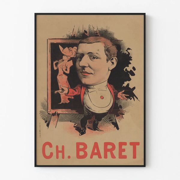 Vintage poster by Ch. Baret for retro wall decoration